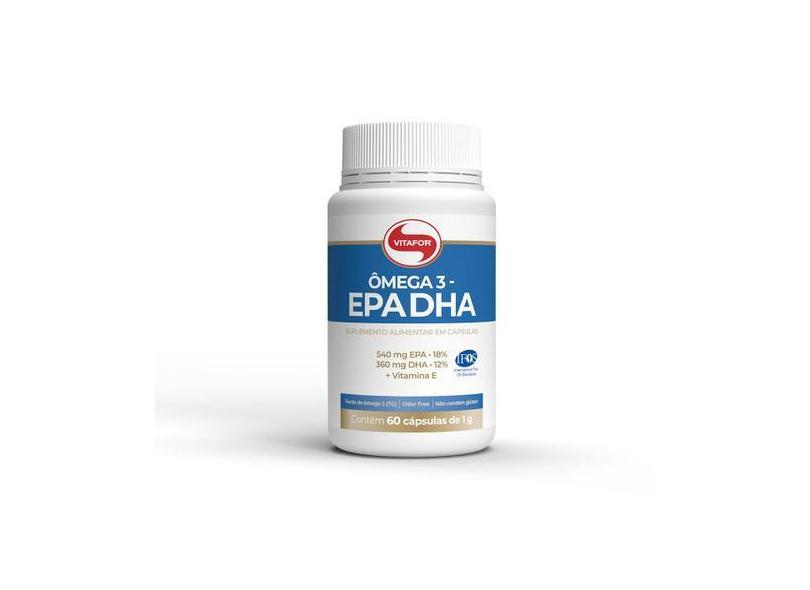 Suplemento Vitafor Ômega 3 EPA DHA cápsulas.