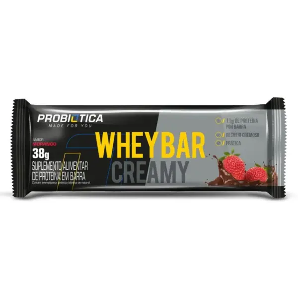 probiotica whey bar creamy morango